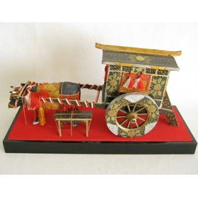 Antique Japanese Hina Doll Accessory, Ox Cart